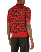Short-sleeved silk jacquard polo-shirt with heart detailing - | Dolce & Gabbana