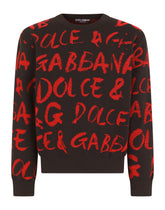 Round-neck jacquard sweater with Dolce&Gabbana detailing - | Dolce & Gabbana