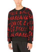 Round-neck jacquard sweater with Dolce&Gabbana detailing - | Dolce & Gabbana