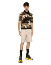 Short-sleeved polo-shirt with camouflage intarsia - | Dolce & Gabbana