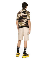 Short-sleeved polo-shirt with camouflage intarsia - | Dolce & Gabbana