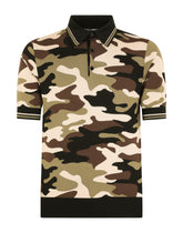 Short-sleeved polo-shirt with camouflage intarsia - | Dolce & Gabbana