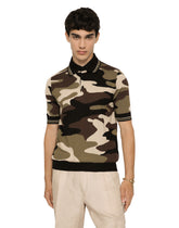 Short-sleeved polo-shirt with camouflage intarsia - | Dolce & Gabbana