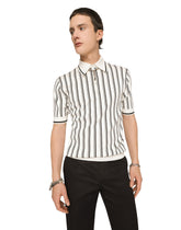 Inlaid silk sweater with DG patch - | Dolce & Gabbana