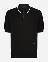 Cotton polo-shirt with DG patch - | Dolce & Gabbana