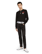 Round-neck wool sweater with DG embroidery - | Dolce & Gabbana