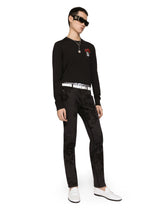 Round-neck wool sweater with DG embroidery - | Dolce & Gabbana