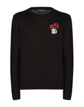 Round-neck wool sweater with DG embroidery - | Dolce & Gabbana