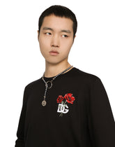 Round-neck wool sweater with DG embroidery - | Dolce & Gabbana