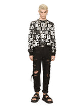Silk jacquard round-neck sweater with DG logo - | Dolce & Gabbana