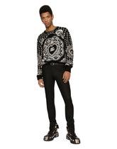 Round-neck virgin wool jacquard sweater - | Dolce & Gabbana