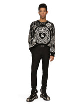 Round-neck virgin wool jacquard sweater - | Dolce & Gabbana