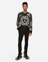 Round-neck virgin wool jacquard sweater - | Dolce & Gabbana