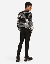 Round-neck virgin wool jacquard sweater - | Dolce & Gabbana
