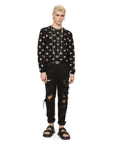 Wool and silk jacquard round-neck sweater with DG logo - | Dolce & Gabbana
