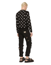 Wool and silk jacquard round-neck sweater with DG logo - | Dolce & Gabbana