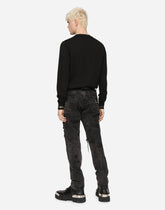 Round-neck wool sweater with logo tag inlay - | Dolce & Gabbana