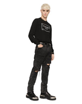 Round-neck wool sweater with logo tag inlay - | Dolce & Gabbana