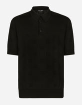 Silk jacquard polo-shirt with DG logo - | Dolce & Gabbana
