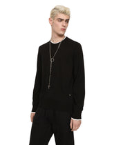 Cotton round-neck sweater with DG patch - | Dolce & Gabbana