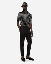 Silk jacquard polo-shirt with DG patch - | Dolce & Gabbana