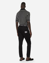 Silk jacquard polo-shirt with DG patch - | Dolce & Gabbana