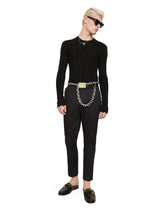 Silk and cotton granddad-neck sweater with DG patch - | Dolce & Gabbana