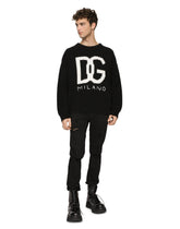 Cashmere round-neck sweater with DG logo inlay - | Dolce & Gabbana