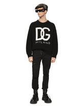 Cashmere round-neck sweater with DG logo inlay - | Dolce & Gabbana
