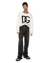 Cashmere round-neck sweater with DG logo inlay - | Dolce & Gabbana