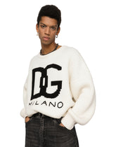 Cashmere round-neck sweater with DG logo inlay - | Dolce & Gabbana