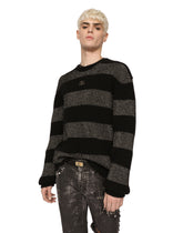 Round-neck striped cashmere sweater with DG patch - | Dolce & Gabbana