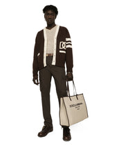 Wool fisherman’s rib cardigan with DG logo patch - | Dolce & Gabbana