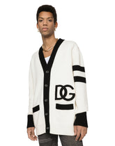 Virgin wool cardigan with DG logo - | Dolce & Gabbana