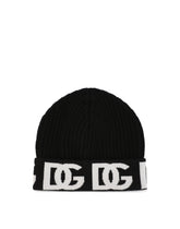 Knit cashmere jacquard hat with DG logo - | Dolce & Gabbana