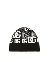 Knit cashmere jacquard hat with DG logo - | Dolce & Gabbana