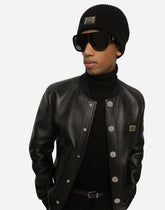 Knit cashmere hat with branded plate - | Dolce & Gabbana