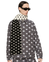 Wool and cashmere jacquard scarf with DG logo - | Dolce & Gabbana