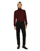 Wool turtle-neck sweater with flocked DG print - | Dolce & Gabbana