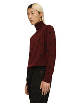 Wool turtle-neck sweater with flocked DG print - | Dolce & Gabbana