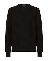 Silk round-neck sweater with all-over DG inlay - | Dolce & Gabbana