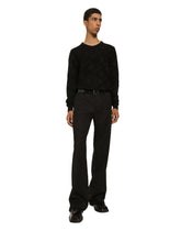 Silk round-neck sweater with all-over DG inlay - | Dolce & Gabbana