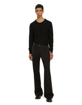 Silk round-neck sweater with all-over DG inlay - | Dolce & Gabbana