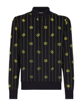 Wool sweater with flocked DG print - | Dolce & Gabbana