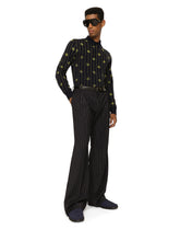 Wool sweater with flocked DG print - | Dolce & Gabbana