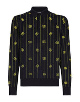Wool sweater with flocked DG print - | Dolce & Gabbana