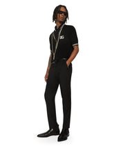 Wool polo-shirt with DG logo inlay - | Dolce & Gabbana