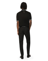 Wool polo-shirt with DG logo inlay - | Dolce & Gabbana