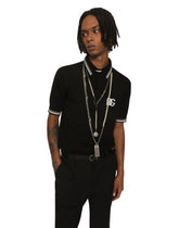 Wool polo-shirt with DG logo inlay - | Dolce & Gabbana
