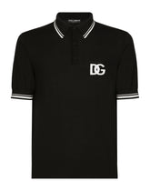 Wool polo-shirt with DG logo inlay - | Dolce & Gabbana
